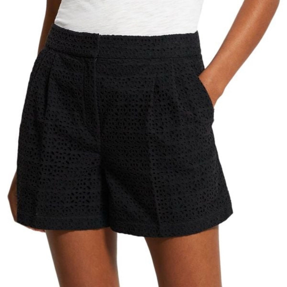 Theory Black Eyelet Shorts